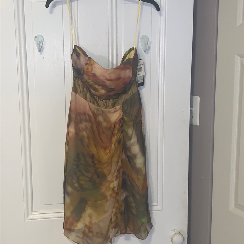 Flirty Silk Floral Print Strapless Dress